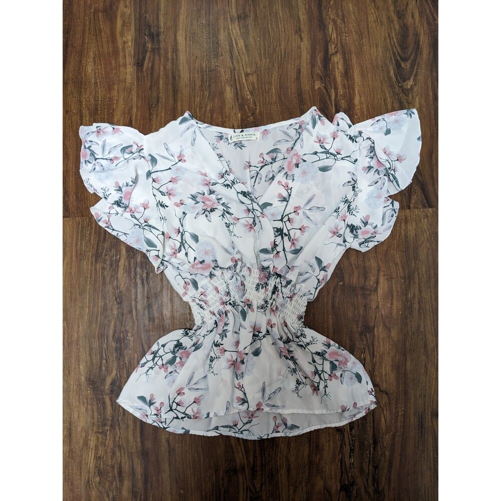 Deep V Floral Flutter Sleeve Top S Whimsy Fairy Cottagecore Dainty Coquette